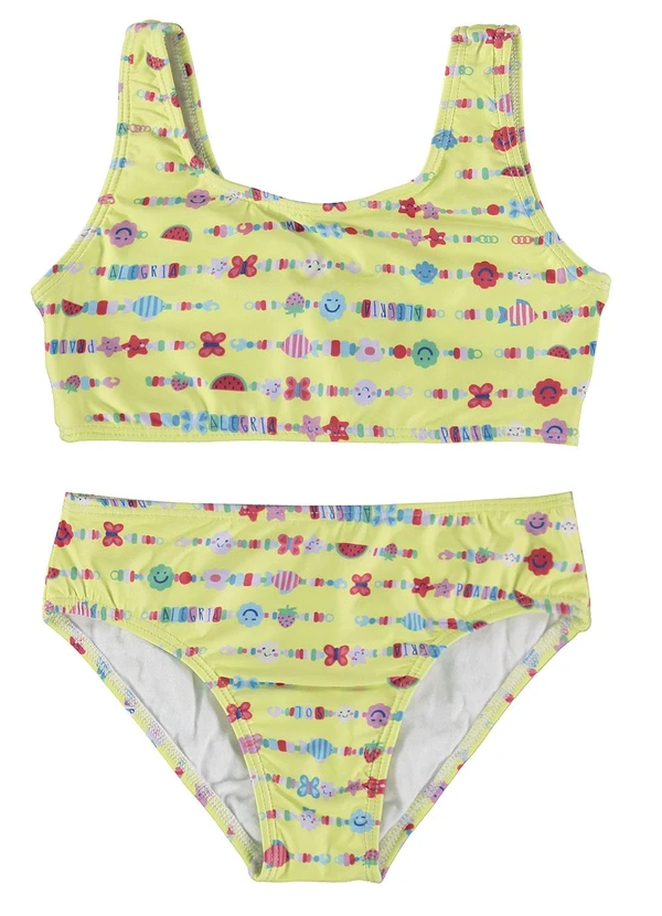 Malwee Kids - Biquíni Amarelo Listras Uv Menina