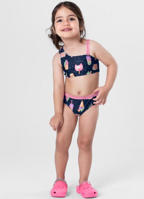 Brandili - Biquíni em Malha Uv Infantil Menina Azul
