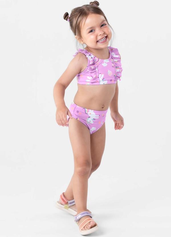 Brandili - Biquíni em Malha Uv Infantil Menina Rosa