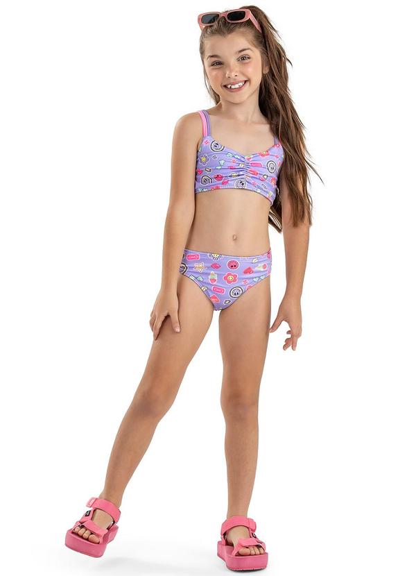 Elian - Biquíni Infantil Estampado Floral Elian Roxo