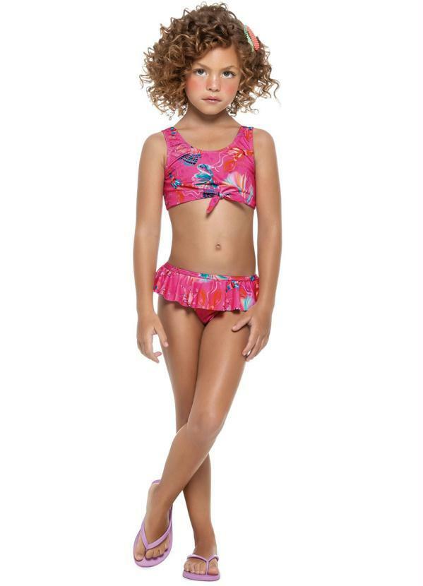Trick Nick - Biquini Infantil Fundo do Mar Rosa