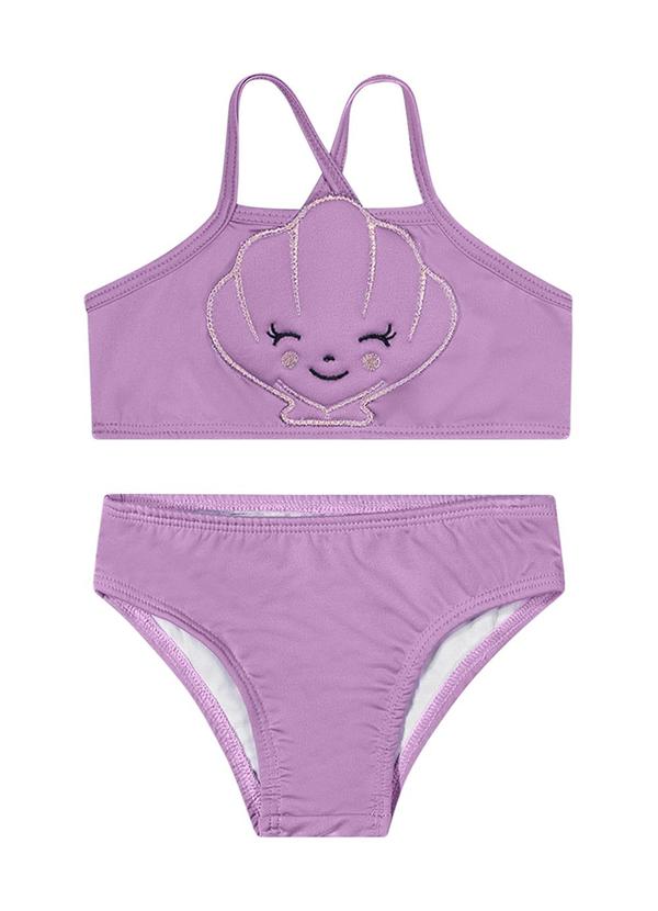 Elian - Biquíni Infantil Manga Longa Concha Elian Roxo