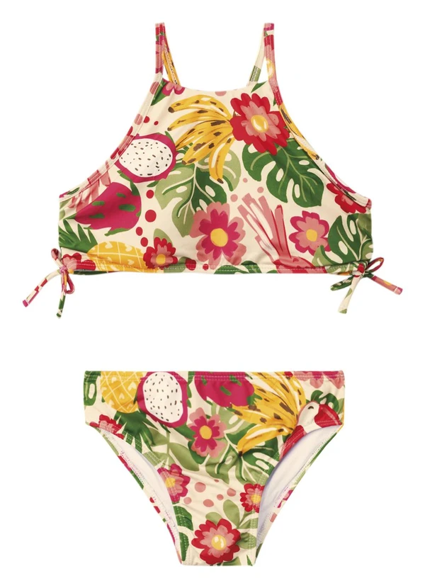 Malwee Kids - Biquíni Infantil Tropical Uv50+ Vermelho