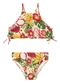 Malwee Kids - Biquíni Floral Listrado Uv50+ Rosa - variação: Vermelho