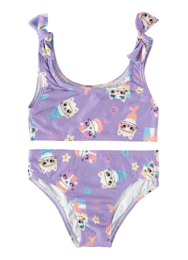 Malwee Kids - Biquíni Lilás Gatinha Sereia Uv50+ Menina