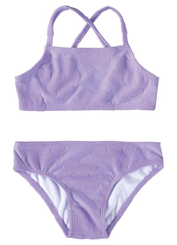 Malwee Kids - Biquíni Lilás Malha Uv50+ Texturizada Menina