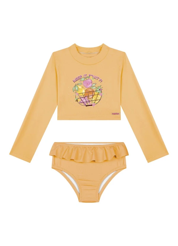 Marlan - Biquíni Manga Longa e Tanga Proteção Uv Laranja 2
