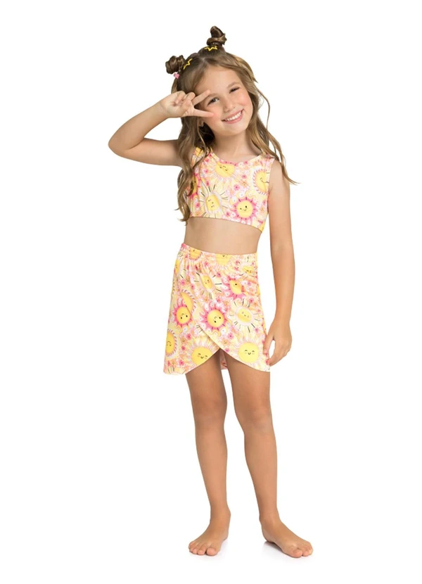 Marlan - Biquíni Menina em Malha Beachwear Amarelo