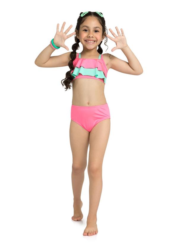 Marlan - Biquíni Menina em Malha Beachwear Rosa 1