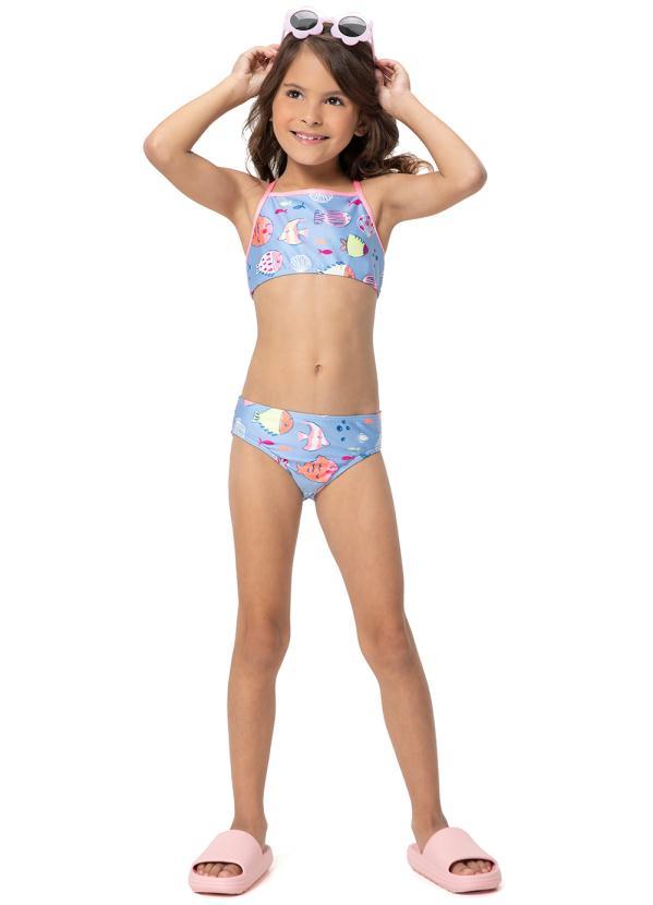Malwee Kids - Biquíni Peixes Malha Uv Azul