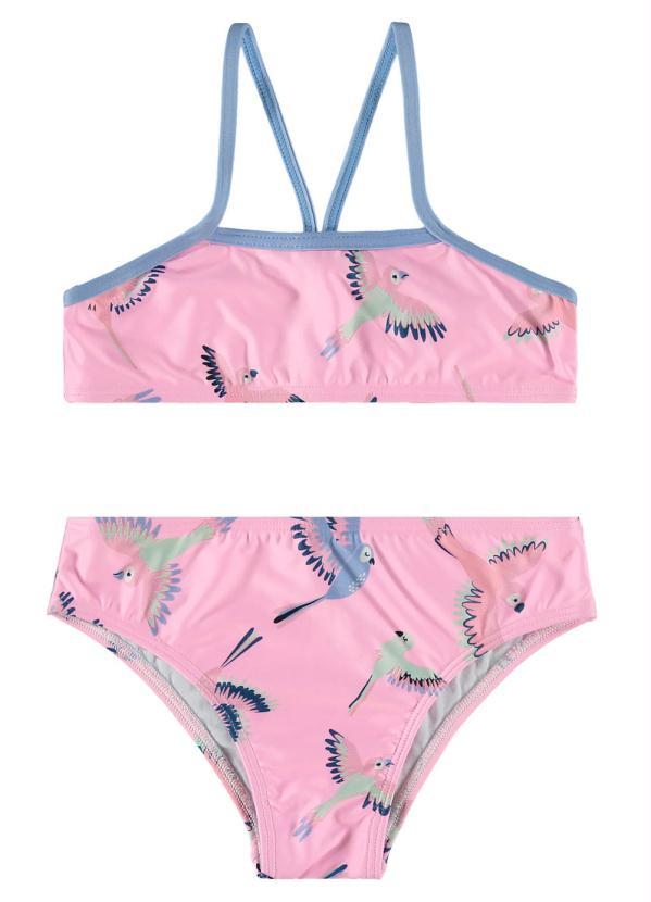 Malwee Kids - Biquini Rosa Pássaros Menina