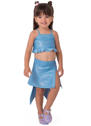 Malwee Kids - Biquíni Sereia Malha Glitter Uv Azul - MALWEE KIDS
