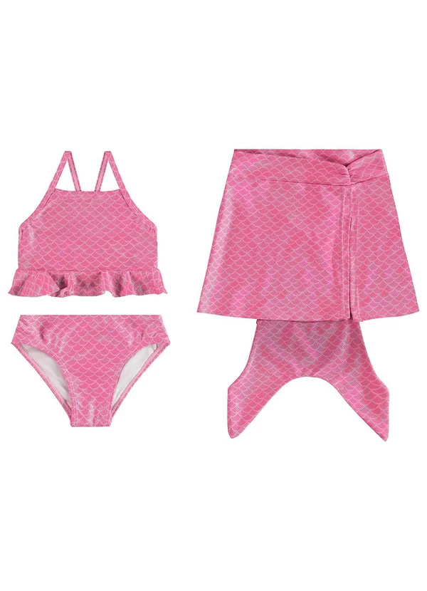 Malwee Kids - Biquíni Sereia Malha Glitter Uv Rosa 1