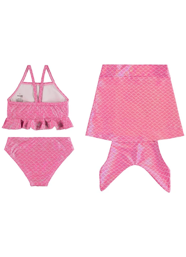 Malwee Kids - Biquíni Sereia Malha Glitter Uv Rosa 2
