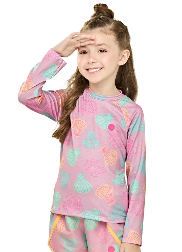 Elian - Blusa de Proteção Solar Infantil Menina Rosa