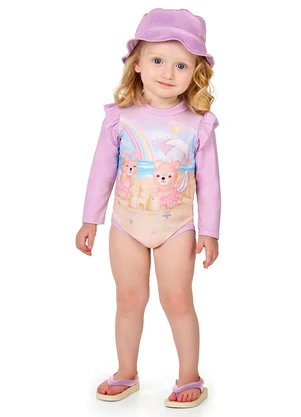 Marlan - Body Infantil Manga Longa Estampado Roxo - MARLAN