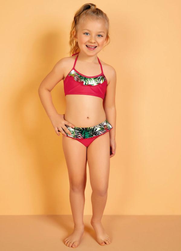 Outlet - Calcinha Biquíni Infantil Rosa com Babado 3