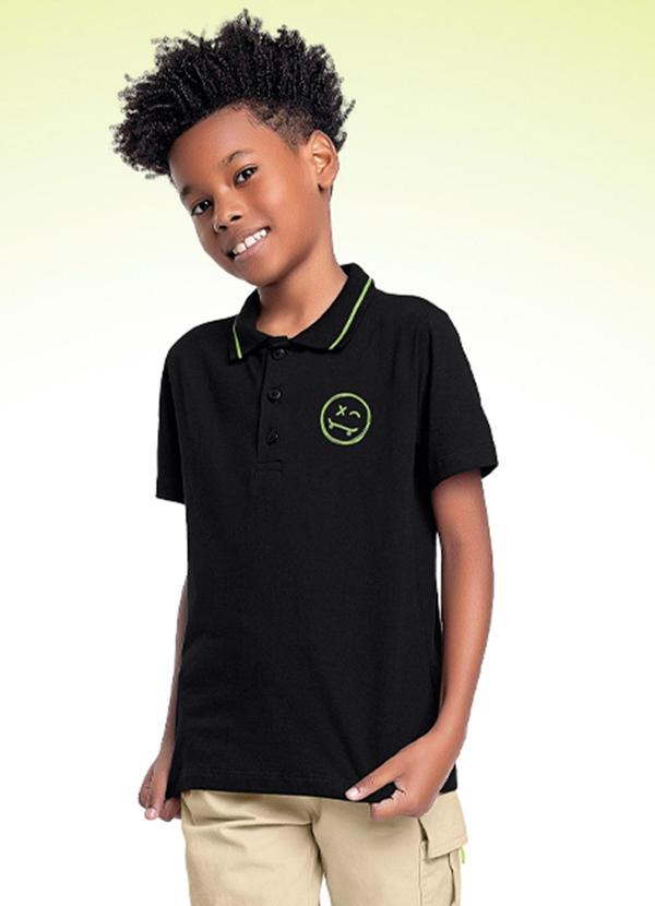 Fakini Kids - Camisa Polo Preto