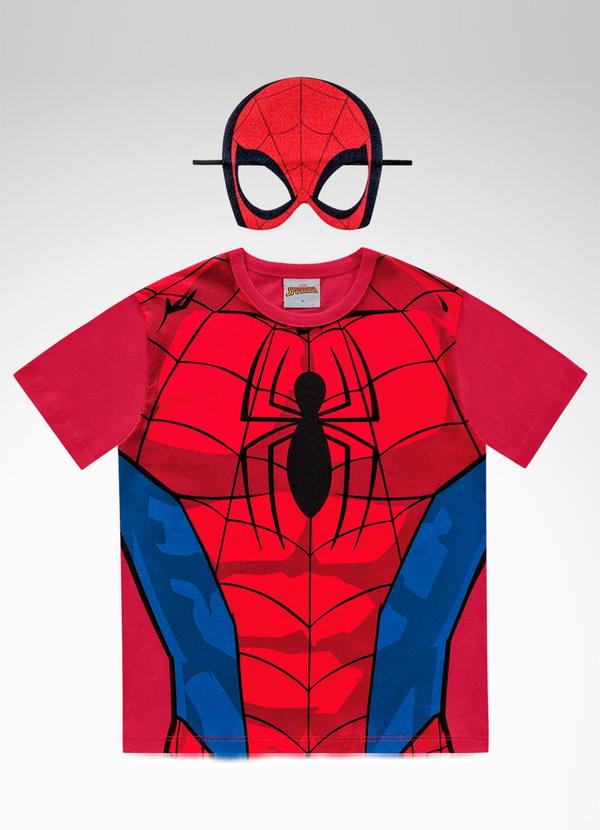 Homem Aranha - Camiseta C/Mascara Vermelho