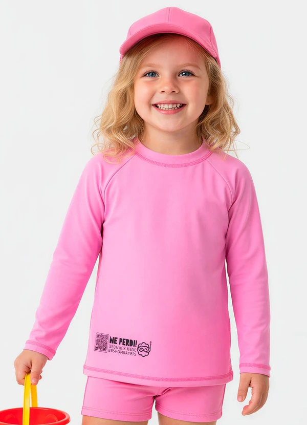 Malwee Kids - Camiseta Infantil Malha Uv50 Rosa Neon