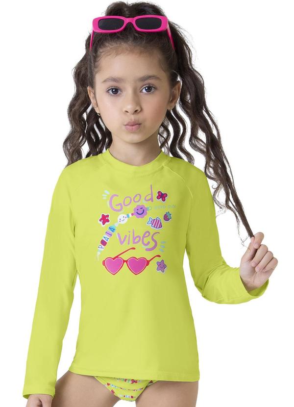 Malwee Kids - Camiseta Verde Limão Malha Uv50+ Menina