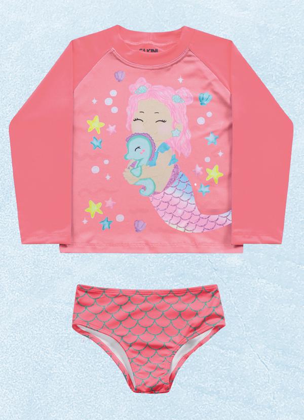 Fakini Kids - Cj.Blusa M/Longa/Calcinha Rosa