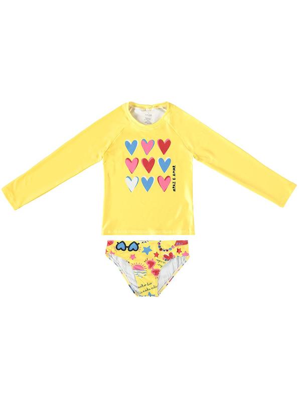 Malwee Kids - Conjunto Amarelo Corações Malha Uv Menina 1