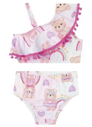 Marlan - Conjunto Biquíni Aplique Pompom Rosa - MARLAN