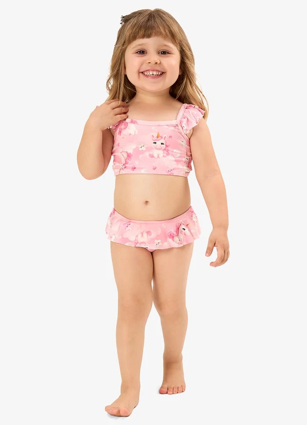 Rovi Kids - Conjunto Biquini Blusa com Calcinha Uv Rosa