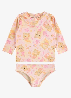 Rovi Kids - Conjunto Bíquini Camiseta e Calcinha Rosa - ROVI KIDS