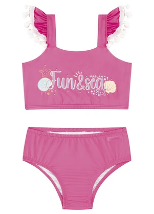 Marlan - Conjunto Biquíni com Pompom e Strass Rosa - MARLAN