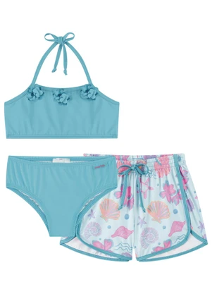 Marlan - Conjunto Biquíni e Shorts Proteção Uv Azul - MARLAN