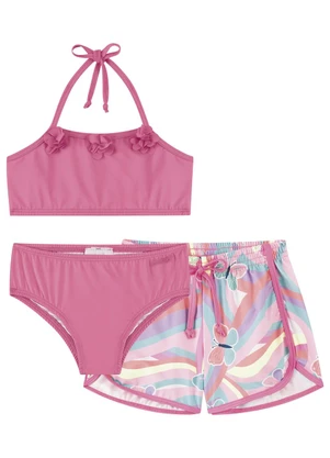 Marlan - Conjunto Biquíni e Shorts Proteção Uv Rosa - MARLAN