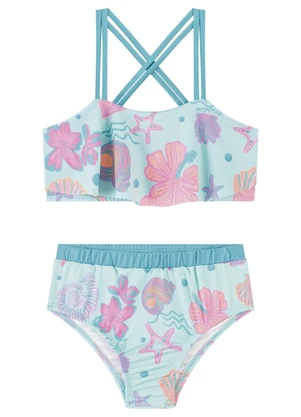 Marlan - Conjunto Biquíni Estampado Infantil Menina Azul - MARLAN