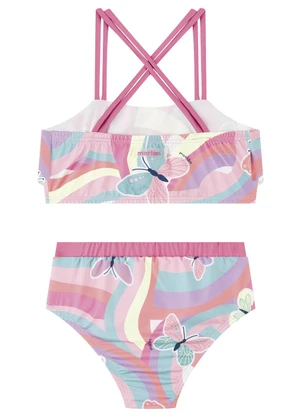 Marlan - Conjunto Biquíni Estampado Infantil Menina Rosa - MARLAN