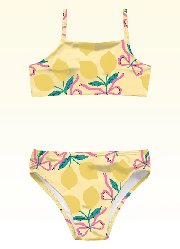 Fakini Kids - Conjunto Biquíni Moda Praia Amarelo