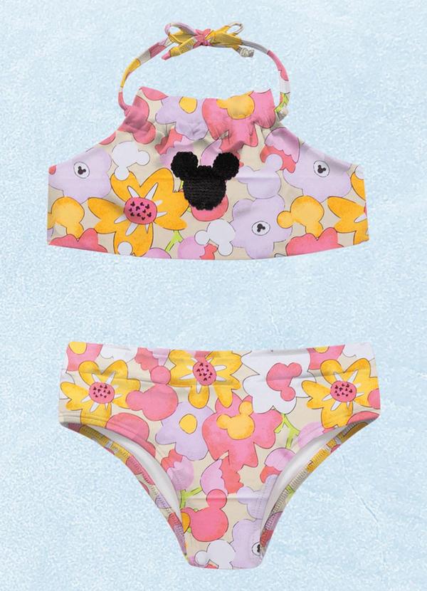 Fakini Kids - Conjunto Biquini Moda Praia Minnie Multicores