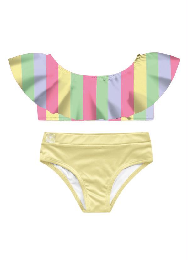 Fakini Kids - Conjunto Biquíni Moda Praia Rosa