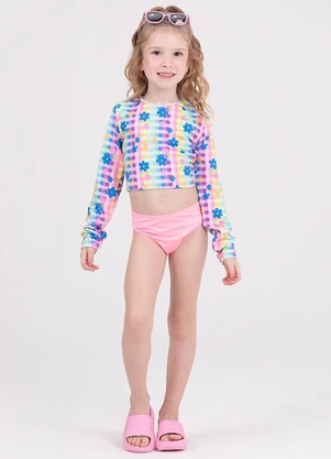 Vida Costeira - Conjunto Infantil Cropped Uv 50+ Florzinha Branco - VIDA COSTEIRA