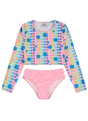 Vida Costeira - Conjunto Infantil Cropped Uv 50+ Florzinha Branco - VIDA COSTEIRA