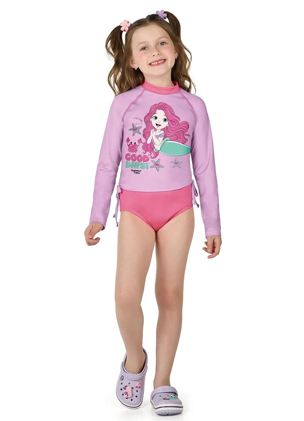 Marlan - Conjunto Blusa e Calcinha Menina Estampado Roxo