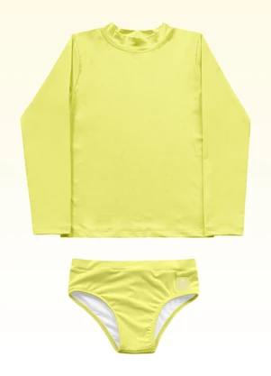Fakini Kids - Conjunto Blusa e Calcinha Moda Praia Amarelo - FAKINI KIDS