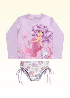 Fakini Kids - Conjunto Blusa e Calcinha Moda Praia Roxo - FAKINI KIDS