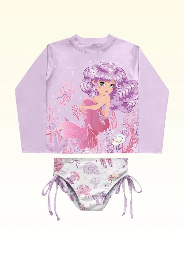 Fakini Kids - Conjunto Blusa e Calcinha Moda Praia Roxo