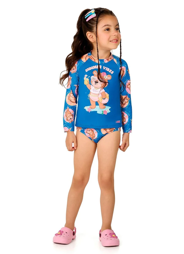 Marlan - Conjunto Blusa e Tanga Proteção Uv Azul