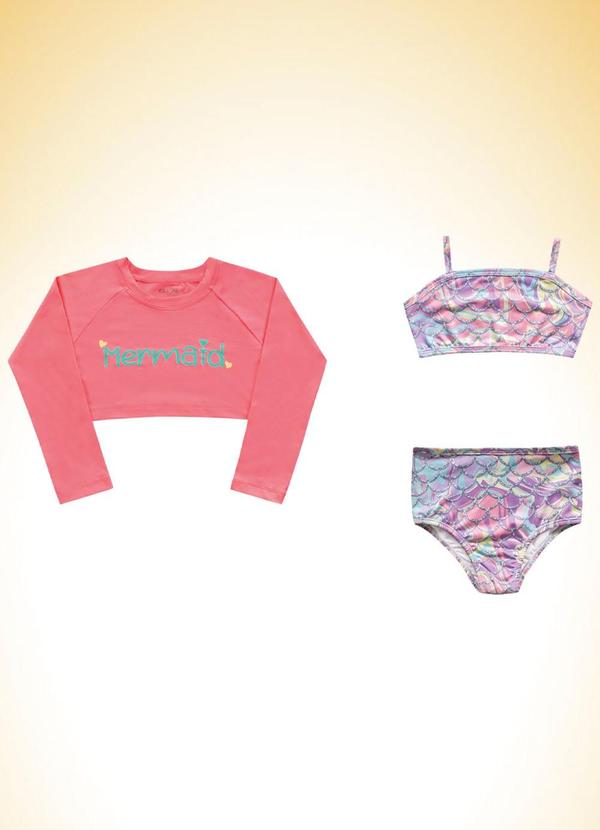 Fakini Kids - Conjunto Blusa Manga Longa e Calcinha Rosa