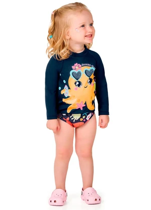 Marlan - Conjunto Blusa Manga Longa e Tanga Bebê Azul - MARLAN