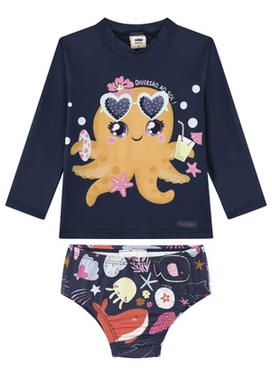 Marlan - Conjunto Blusa Manga Longa e Tanga Bebê Azul - MARLAN