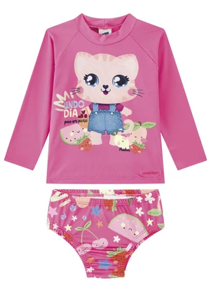 Marlan - Conjunto Blusa Manga Longa e Tanga Bebê Rosa - MARLAN