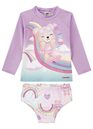 Marlan - Conjunto Blusa Manga Longa e Tanga Bebê Roxo - MARLAN
